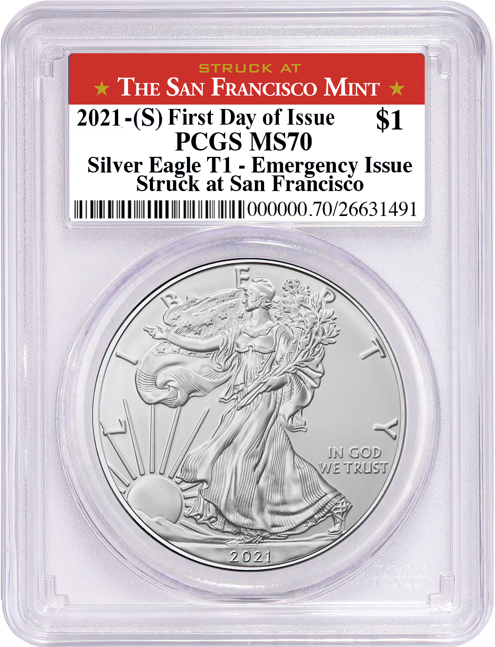 アンティークコイン NGC PCGS 2021 (S) $1 American Silver Eagle MS70