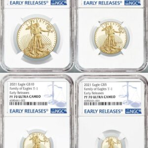 2021-W American Gold Eagle Proof Set (4 Coin) T-1 PF70 NGC Early Release