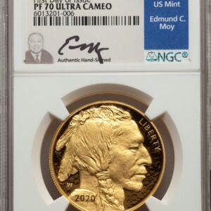 2020-W American Gold Buffalo PF70 UC NGC First Day of Issue - Moy Signature