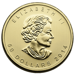 1 OZ $50 CANADIAN GOLD MAPLE LEAF BU .9999 FINE (BACKDATES)