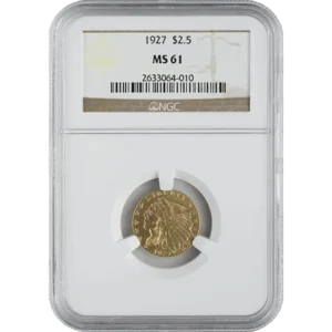 $2.50 Indian Head Gold Quarter Eagle NGC MS61 (Random Year)