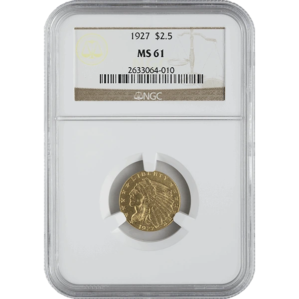 $2.50 Indian Head Gold Quarter Eagle NGC MS61 (Random Year)
