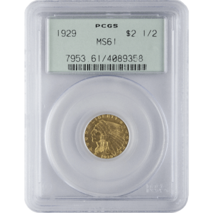 $2.50 Indian Head Gold Quarter Eagle PCGS MS61 (Random Year)