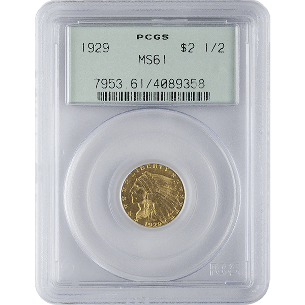 $2.50 Indian Head Gold Quarter Eagle PCGS MS61 (Random Year)