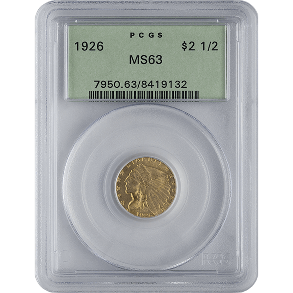 $2.50 Indian Head Gold Quarter Eagle PCGS MS63 (Random Year)