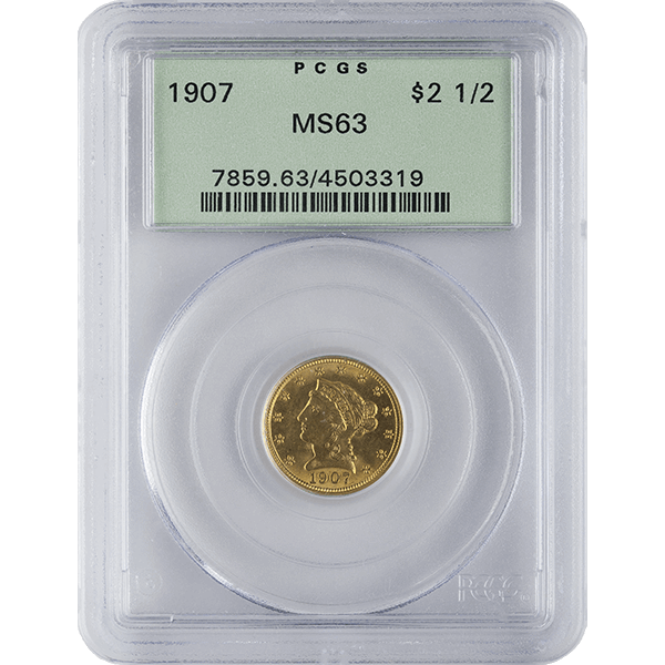 $2.50 Liberty Head Gold Quarter Eagle PCGS MS63 (Random Year)