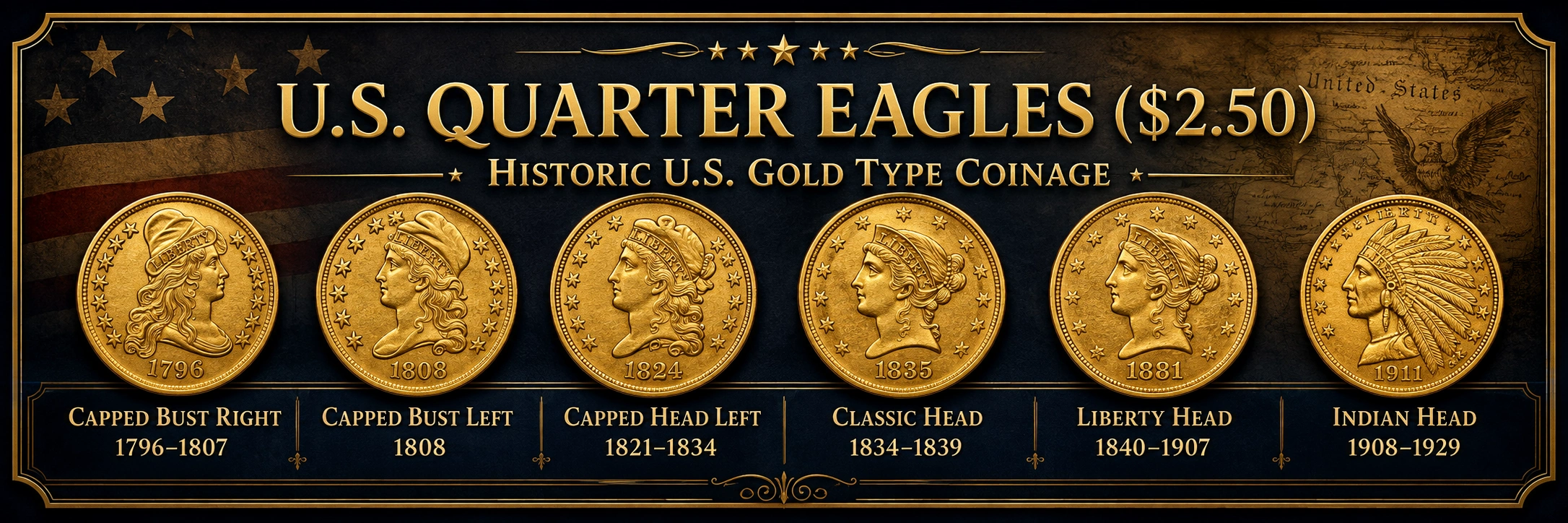 U.S. Quarter Eagles $2.50 - Historic U.S. Gold Type Coinage