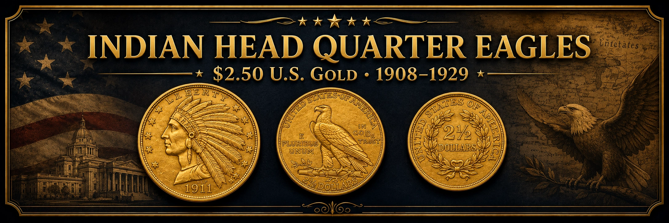 Indian Head Quarter Eagles - $2.50 U.S. Gold 1908-1929