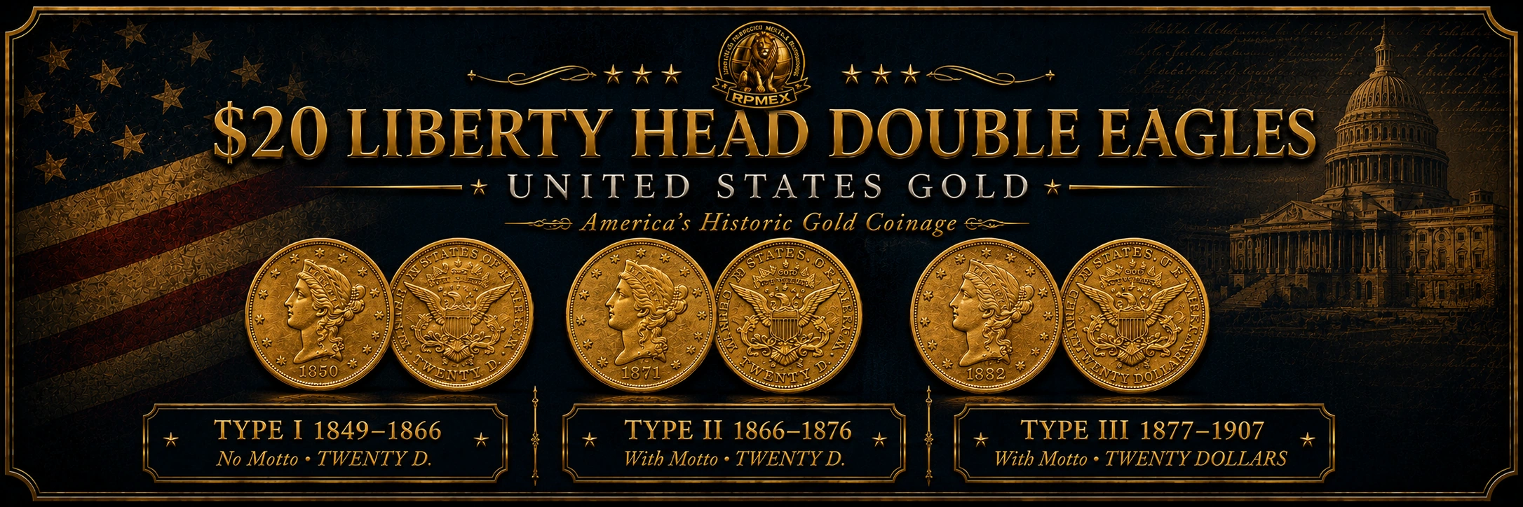 $20 Liberty Head Double Eagles - United States Gold 1849-1907