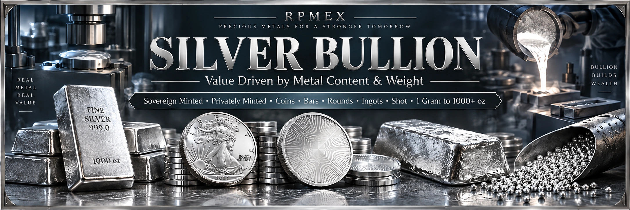 Silver Bullion - Sovereign and Privately Minted Silver by Weight